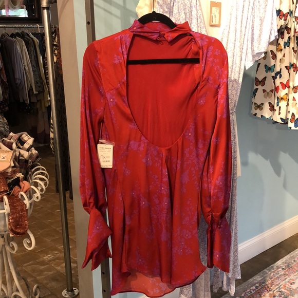 Free People red long sleeve dress - Picture 3 of 5